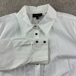 Lane Bryant White Button Down Shirt Tie Waist‎ Long Sleeve Women Plus Size 18